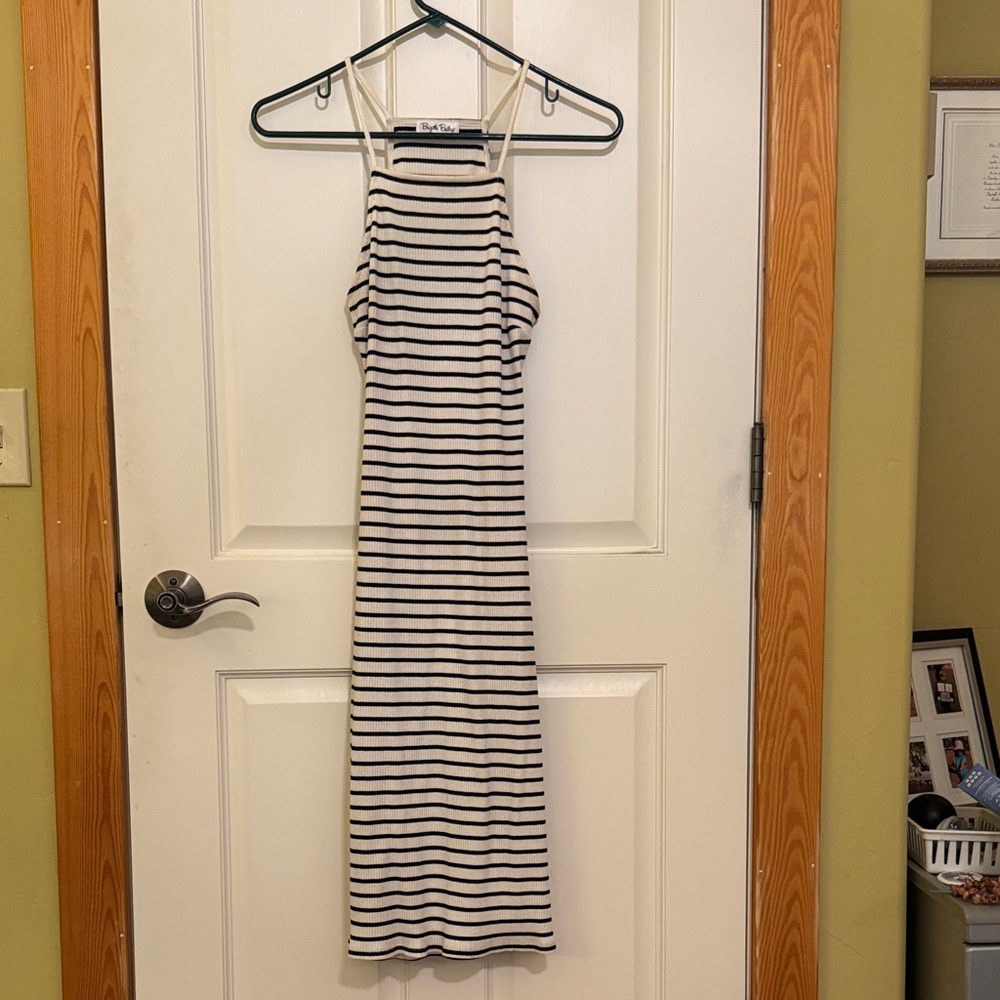 Brigitte Bailey Black and White Striped Midi Dress